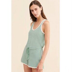Faherty Cabana Terry Romper Size Medium Charcoal Green NWT